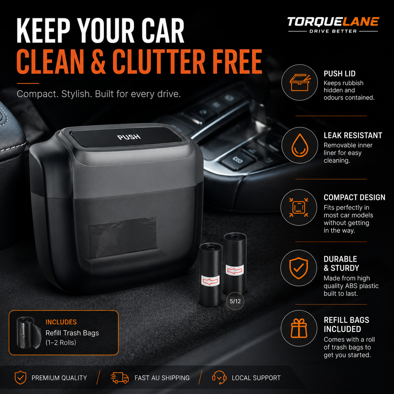 CleanDrive Premium Car Trash Bin